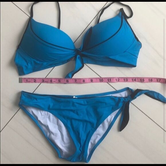 BLUE WITH BLACK TRIM BIKINI 14 - Picture 2 of 3